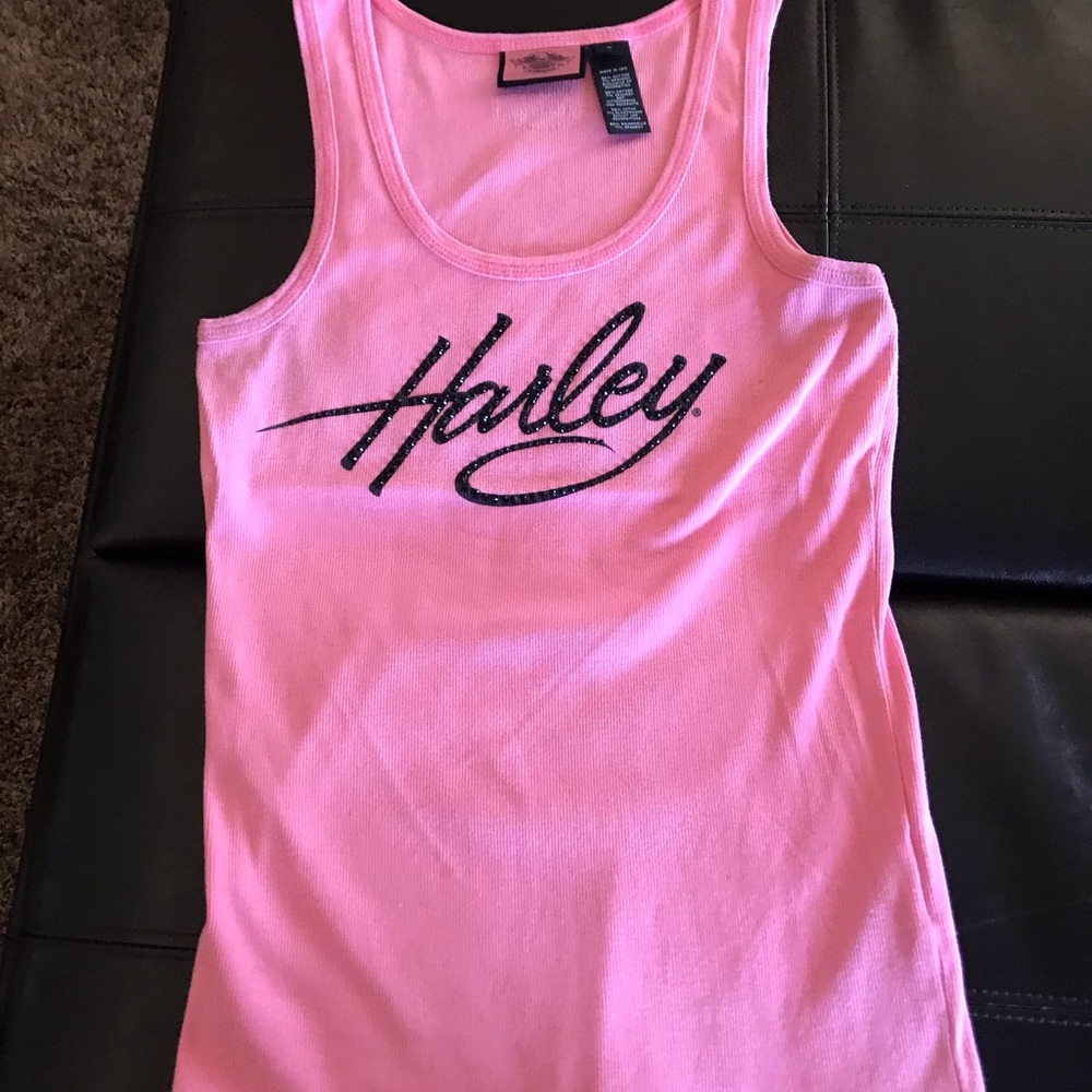 Pink Harley tank top with rhinestones
